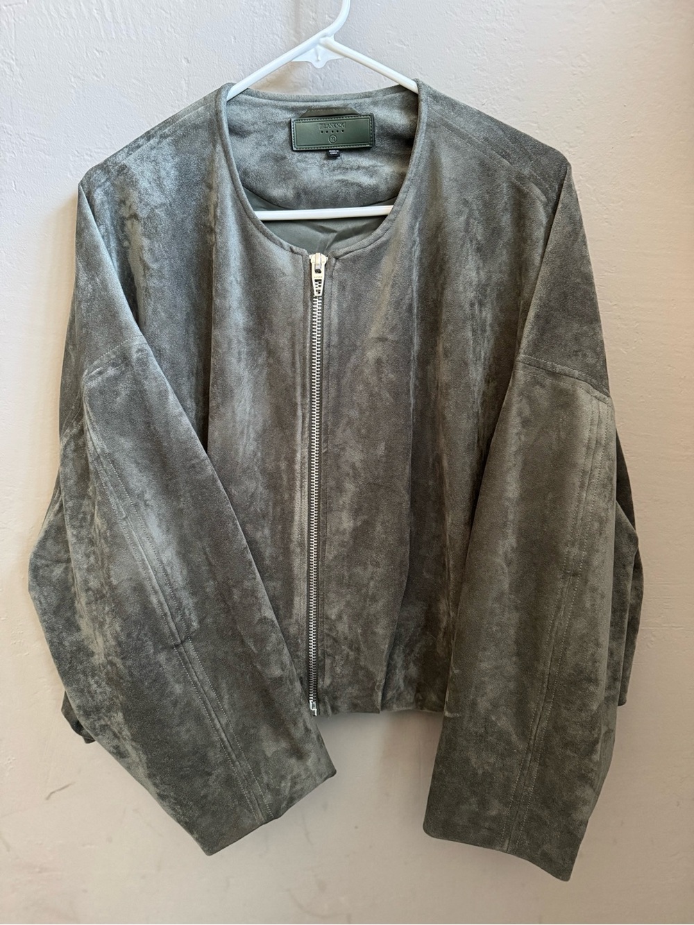 BLANKNYC Faux Suede Zip-Front Women's Jacket - Dark Green